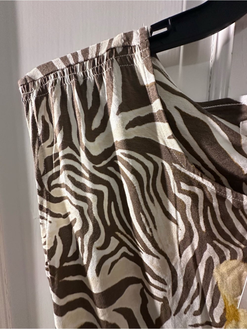 Chicos Zebra-Print Shell Top with Yellow Floral Accent - Picture 5 of 6